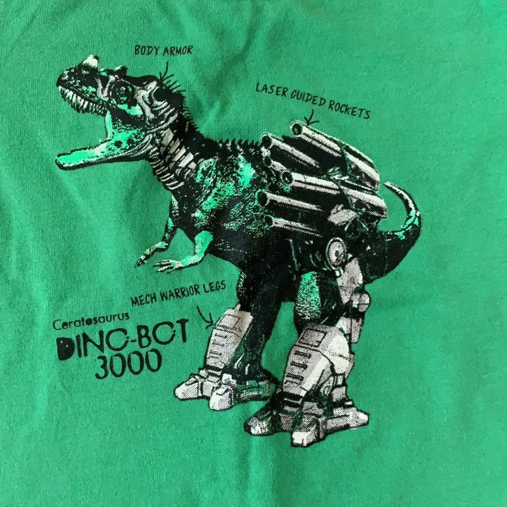 OshKosh Boys 12m Green Dinosaur Robot Shirt 100% Cotton Baby Clothes
